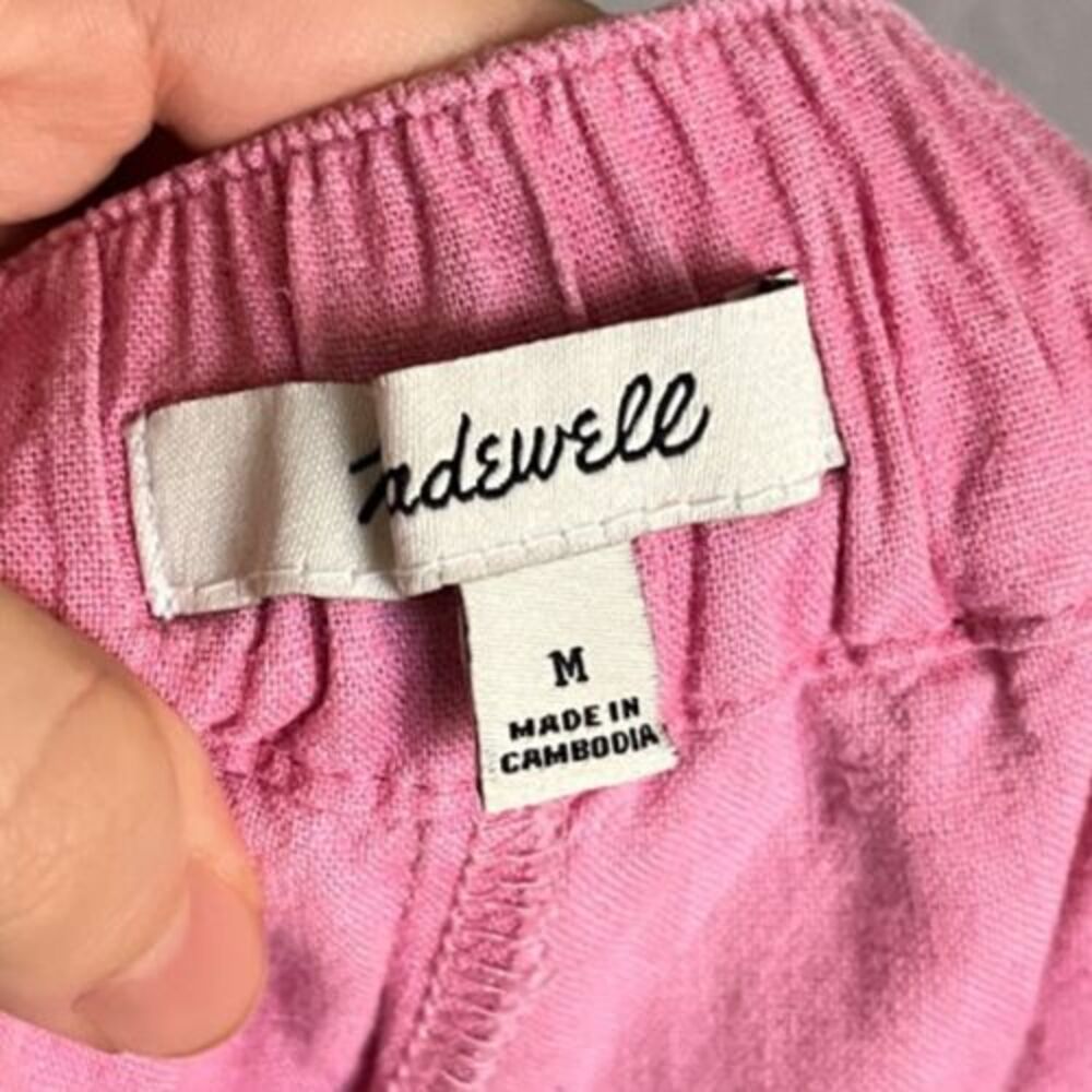 Madewell Solid Linen Blend Pleated Shorts in Retro Pink Size MEDIUM - Picture 4 of 5
